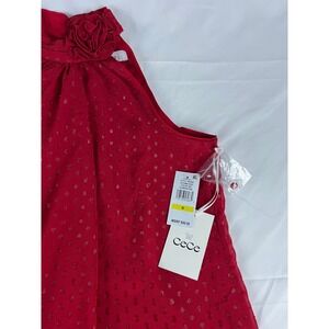 CeCe Glamour Red Halter Top‎ Rose Detail Sleeveless Women's Medium